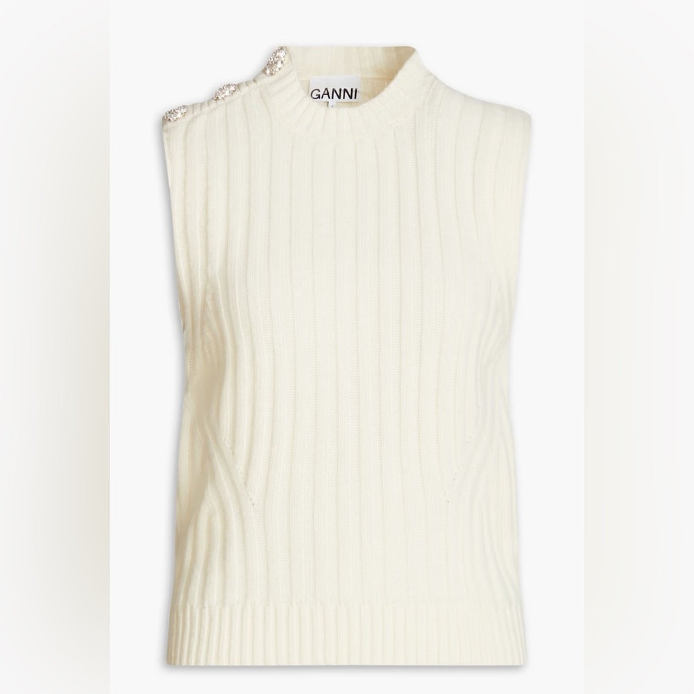 Ganni Cream Wool Vest New With Tags